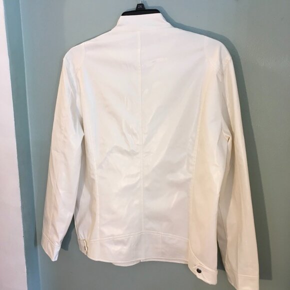 Faux Leather Men's Biker Jacket Off White - Picture 4 of 7